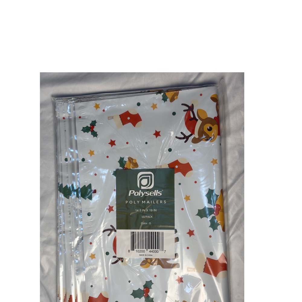 Polysells Christmas Poly Mailers 14.5x19 50pk Holiday Reindeer